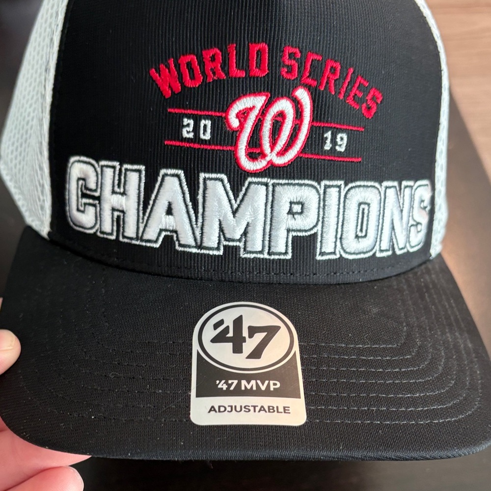 Washington Nationals 47 Brand Black and White World Series Champions Cap